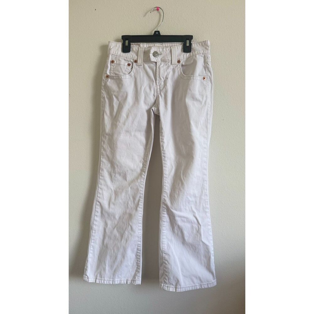Levi’s Women’s Jeans Size 2M White Low Rise Stretch Flap Pocket Bootcut Y2K